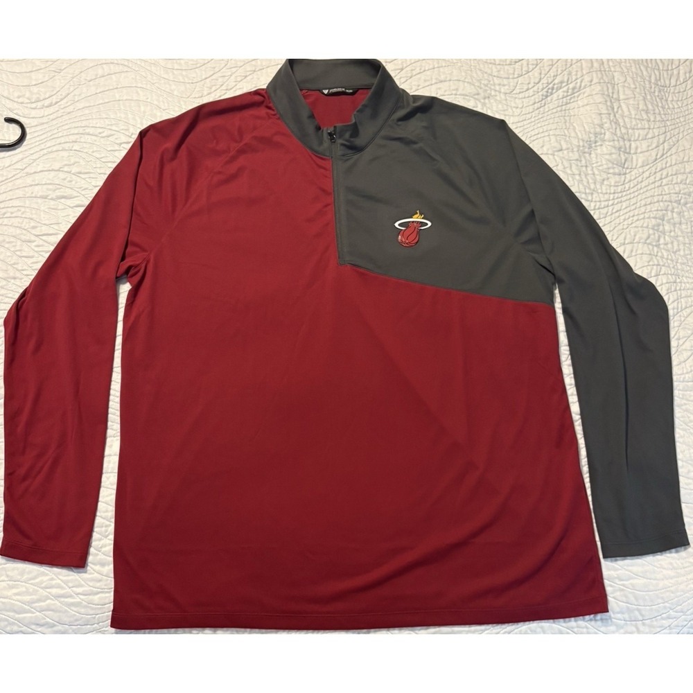 Levelwear Miami Heat Quarter Zip Mens 2XL Red Gray NBA Pullover Jacket